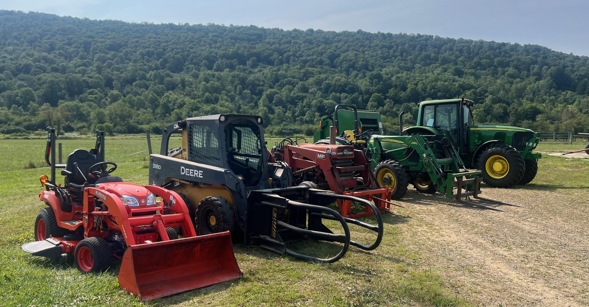 Farm equipment lined up